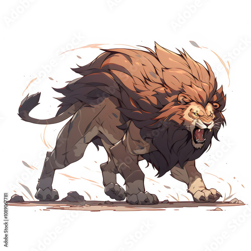  Illustration of a lion running, lion image isolated on a white background, lion design art, lion clip art image, Graphic logo, angry lion illustration, lion Illustration painting, lion cartoon image photo