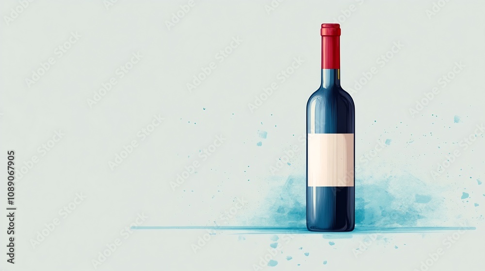 Elegant Red Wine Bottle Icon with Cork Detail on Minimal White Background Elegant Red Wine Bottle Icon with Cork Detail on Minimal White Background