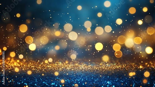 Stunning Abstract Background Featuring Bokeh Effects with Beautiful Gold and Blue Tones for Creative and Artistic Projects