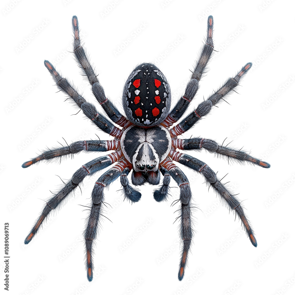 Colorful spider with striking markings. transparent background Colorful spider with striking markings. transparent background