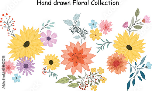 Hand drawn Autumn Winter Floral Collection