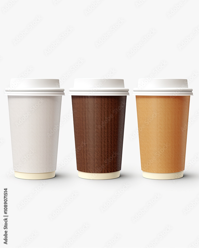 Paper coffee cups set. Realistic vector 3d mockups Paper coffee cups set. Realistic vector 3d mockups