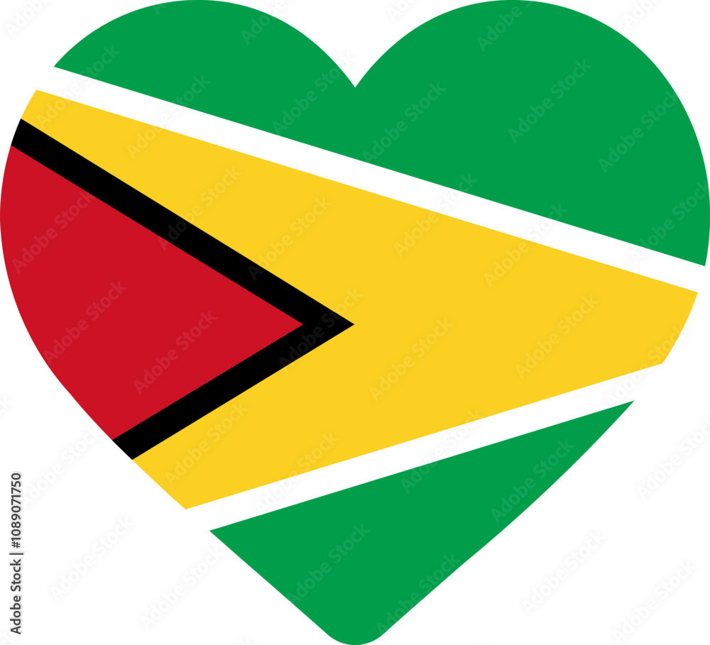 Heart Icon on Guyana Flag Heart Icon on Guyana Flag