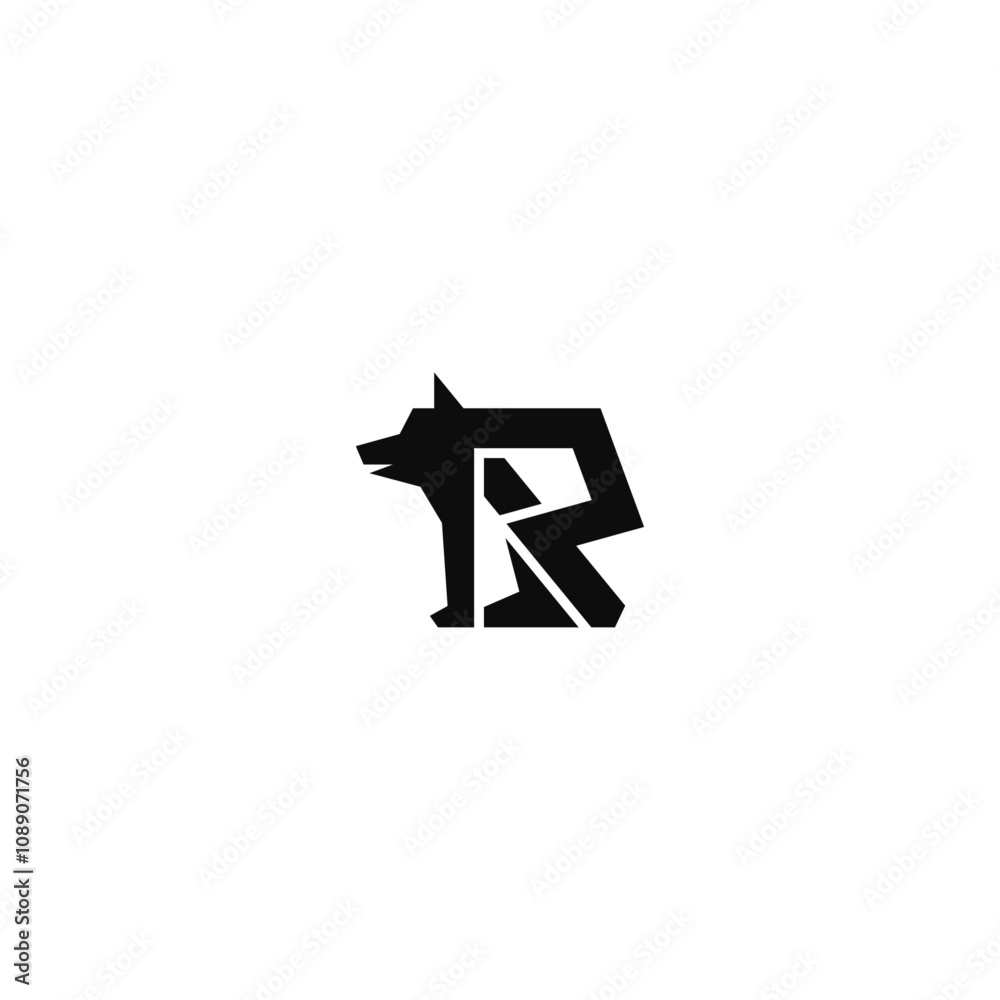 Obraz premium Sitting dog letter R logo design.