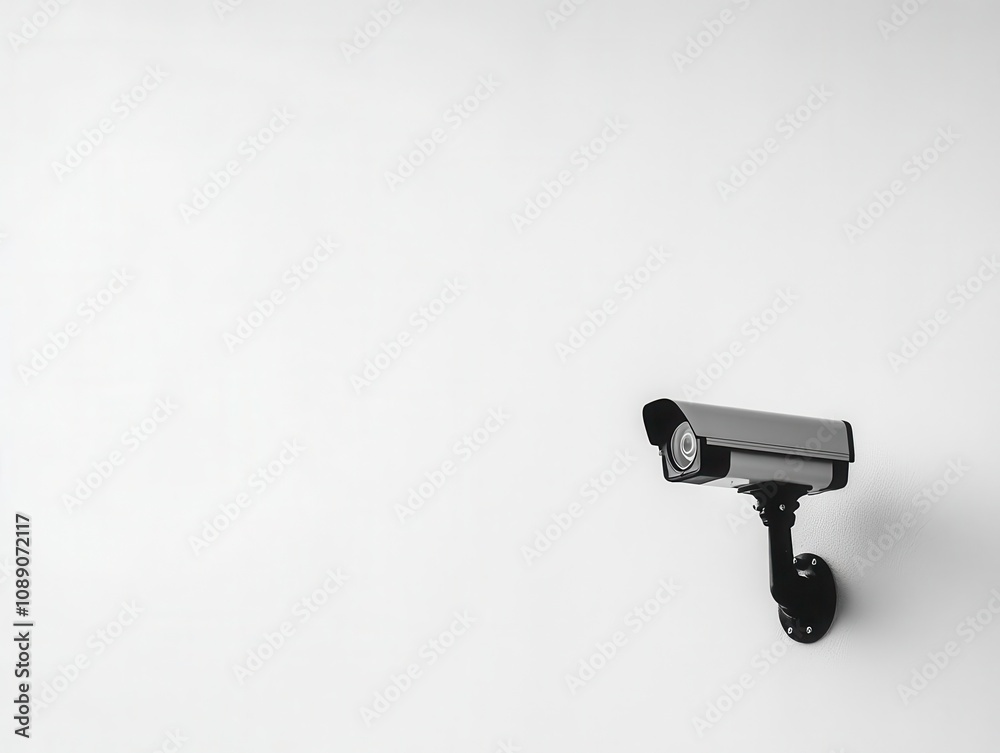 security camera mounted on a clean white background, emphasizing technology and surveillance in a minimalist style, creating a stark and modern aesthetic security camera mounted on a clean white background, emphasizing technology and surveillance in a minimalist style, creating a stark and modern aesthetic