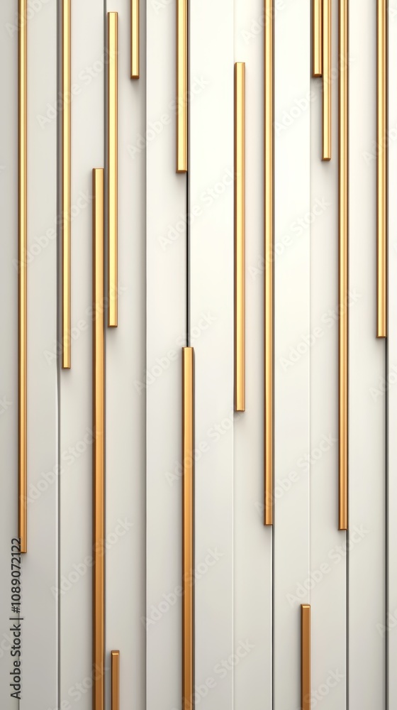 A modern wall design featuring vertical gold lines against a light background, creating a stylish and elegant aesthetic. A modern wall design featuring vertical gold lines against a light background, creating a stylish and elegant aesthetic.
