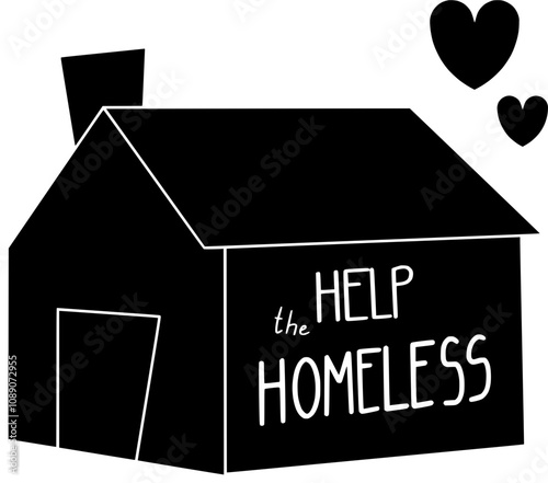 donate illustration food silhouette help logo home icon social outline care charity donation set bread homeless box poor people shape men vector graphic background