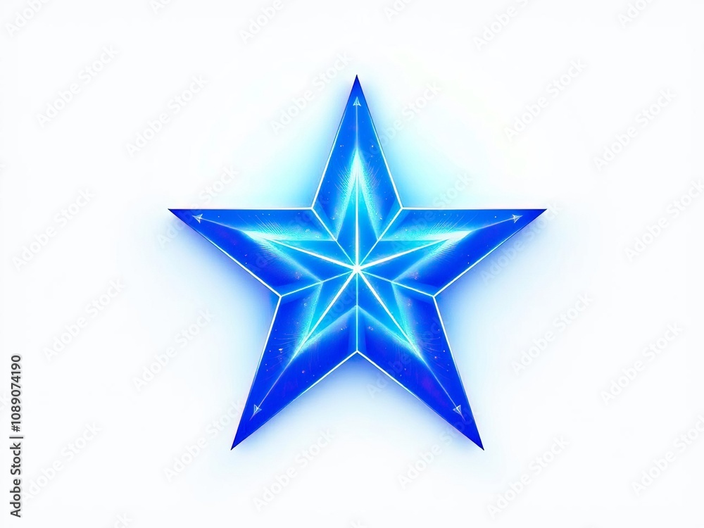 A vibrant blue star shining prominently against a clean white background with an otherworldly aura, blue star, glowing, galaxy A vibrant blue star shining prominently against a clean white background with an otherworldly aura, blue star, glowing, galaxy