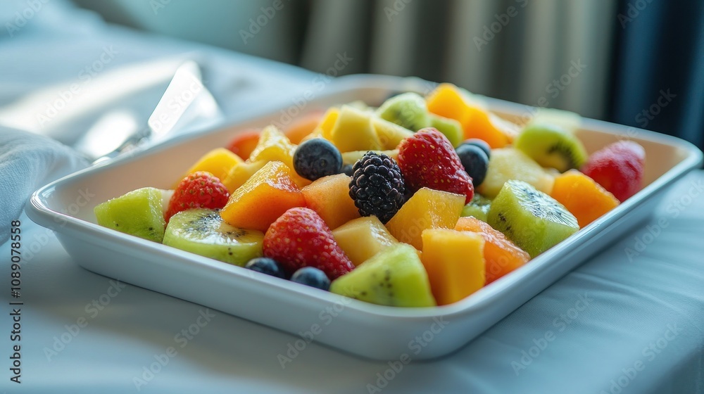 Fresh Fruit Salad in a White Bowl Fresh Fruit Salad in a White Bowl