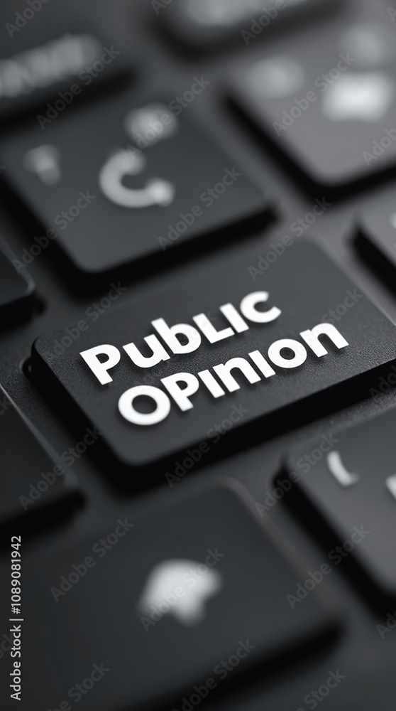 Public Opinion Text on Computer Keyboard Button Close-Up Public Opinion Text on Computer Keyboard Button Close-Up