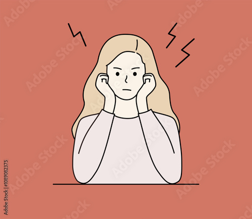 Angry girl portrait. Argument, negative, emotions, stress, facial expression concepts. Hand drawn style cartoon character vector design illustrations.