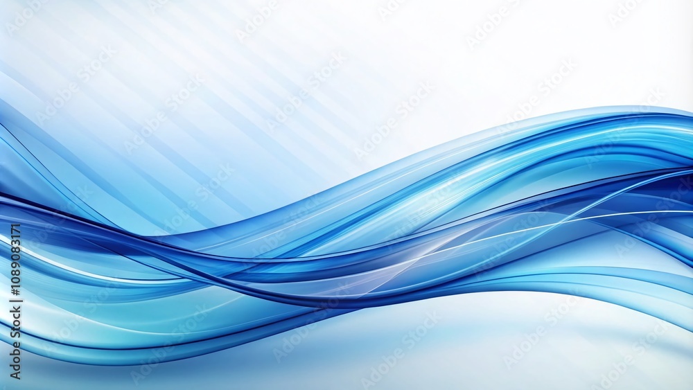 Fototapeta premium Abstract Blue Wavy Lines on a White Background with Ample Copy Space for Modern Design and Creative Projects