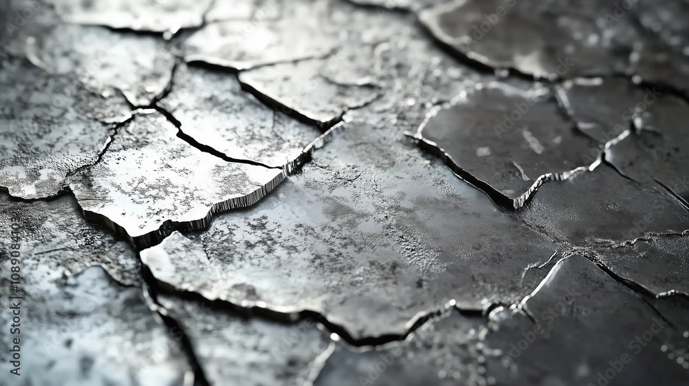 Fototapeta premium Scientific diagram illustrating the progressive stages of metal fatigue, showcasing microscopic cracks and material deformation.
