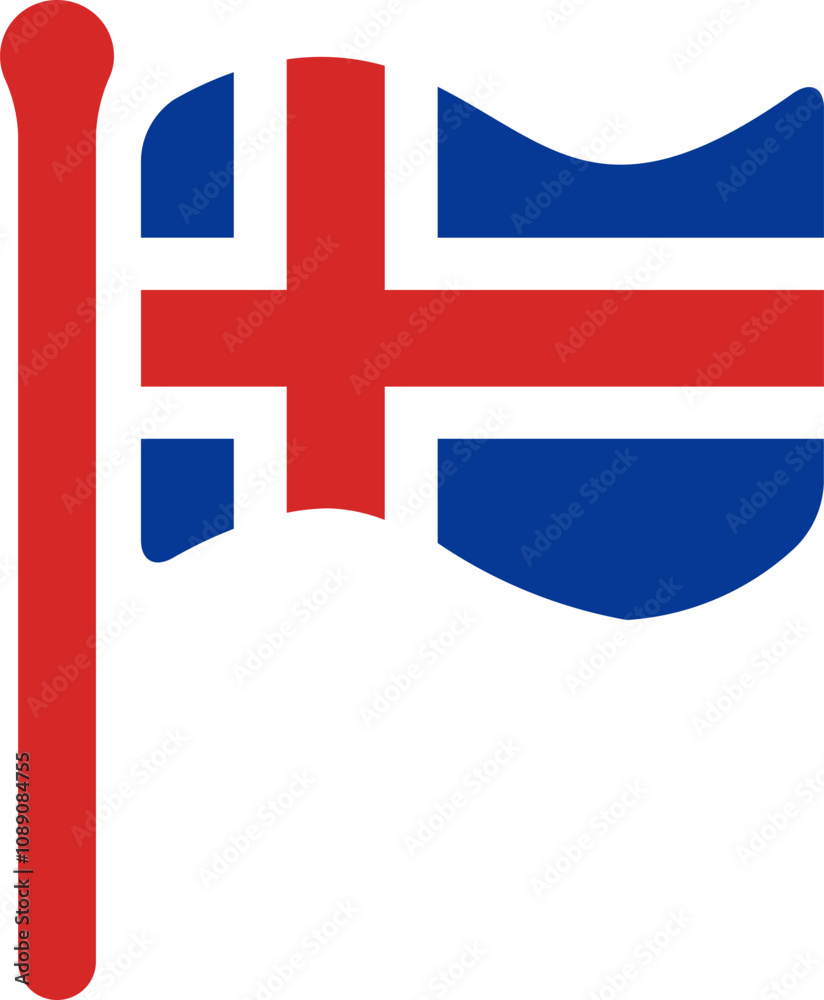 Obraz premium Iceland Flag free flown Rounded icon