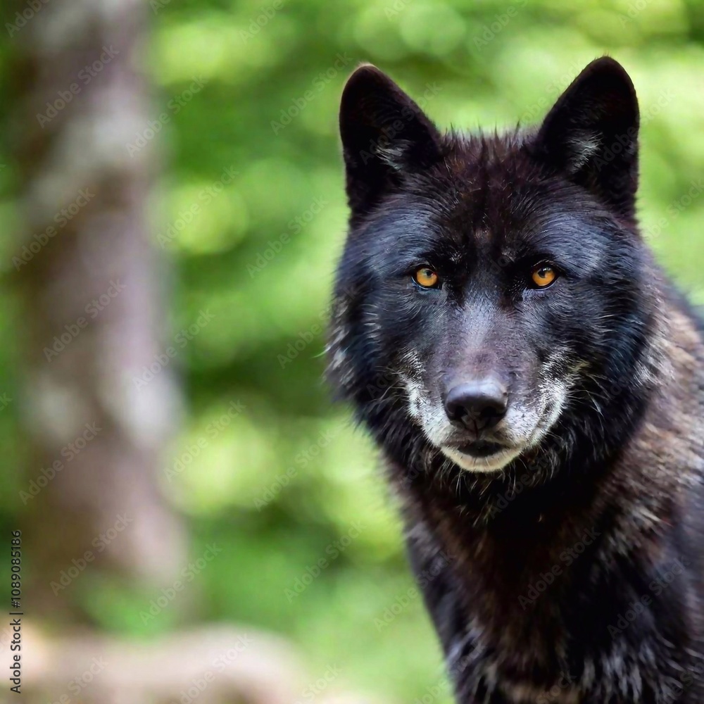 Obraz premium black wolf with glowing eyes