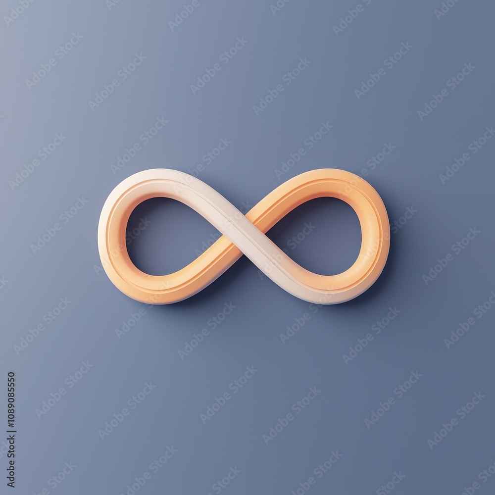 A stylized infinity symbol in soft pastel colors on a blue background, representing eternity and continuity. self improvement balance concept. A stylized infinity symbol in soft pastel colors on a blue background, representing eternity and continuity. self improvement balance concept.
