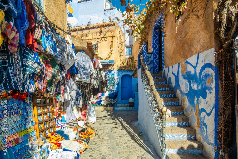 Street Market of Chefchaouen, Morocco in North Africa