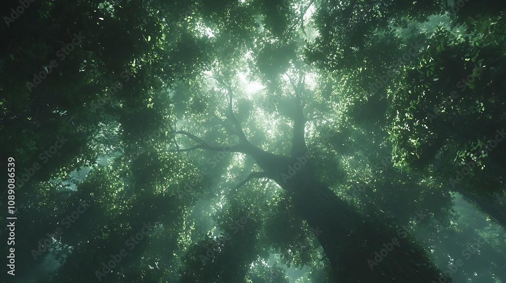 Fototapeta premium Lush Forest Canopy Viewed from Below
