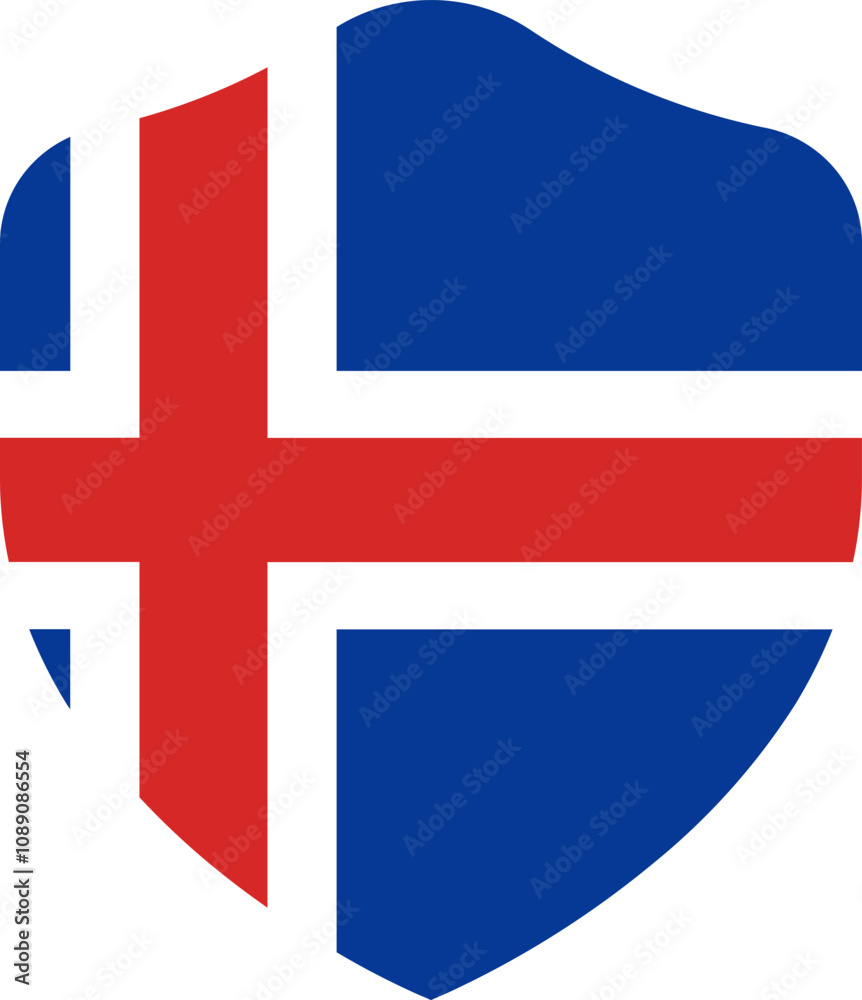 Naklejka premium Iceland Flag on Shield Shape