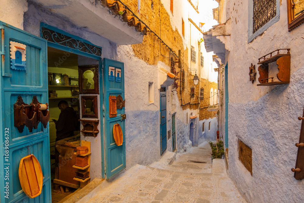 Street from Chefchaouen, Morocco in North Africa