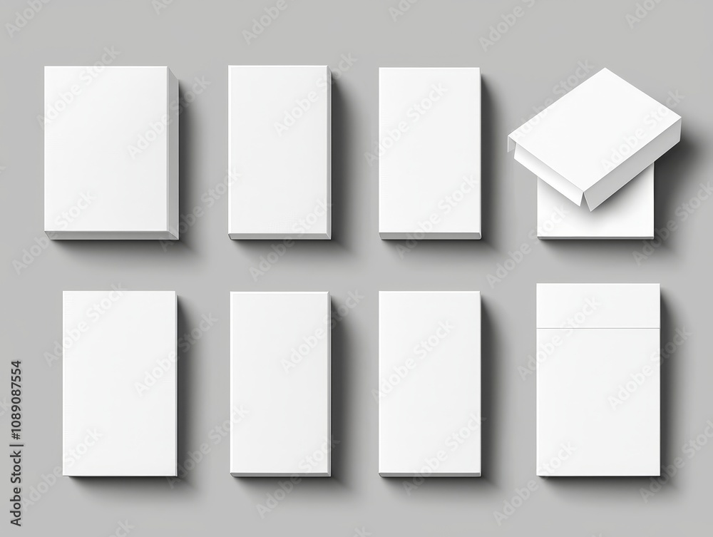Box with ribbon puller. Realistic modern illustration set of drawer shape cardboard package template for gift or presentation concept. Blank carton container with cover.