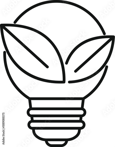 Light bulb with leaves growing inside promoting eco friendly practices and sustainable energy solutions for a greener future