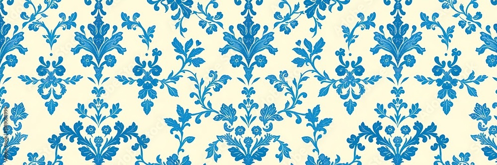 Distressed French Toile Inspired Blue Pattern on Light Beige Background Seamless, classic elegance, toile de Jouy, beige background Distressed French Toile Inspired Blue Pattern on Light Beige Background Seamless, classic elegance, toile de Jouy, beige background