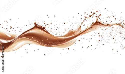 3d Delicious hot chocolate splashing on white background