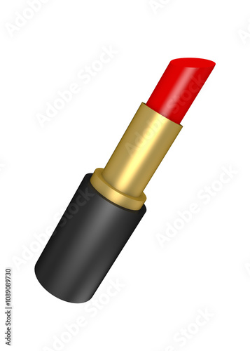Red lipstick isolated on transparent background.