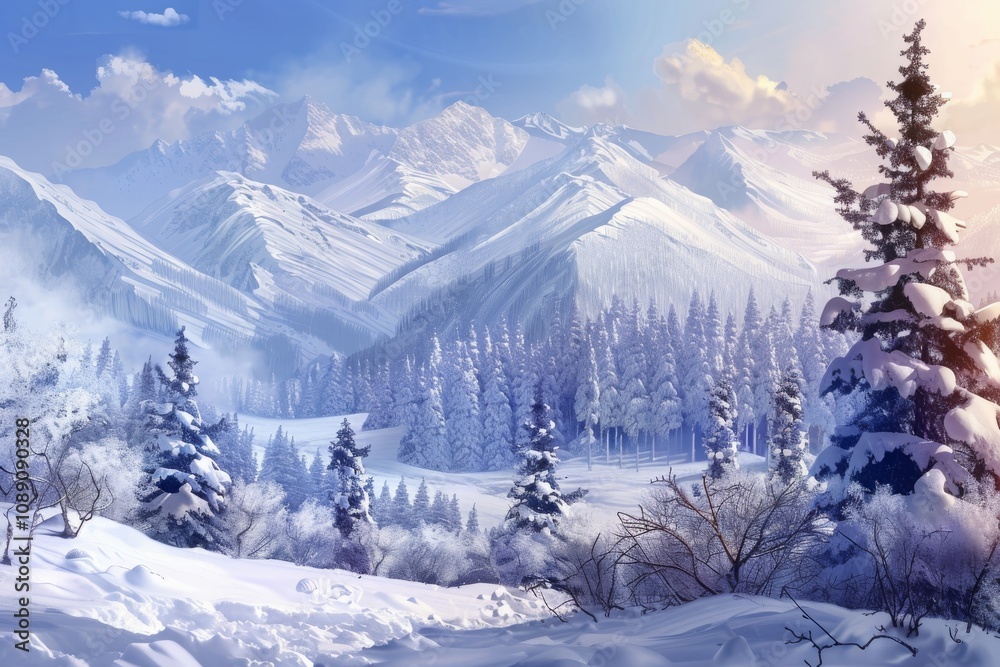 snow covered mountains, Panorama of winter mountains. MZ snow covered mountains, Panorama of winter mountains. MZ