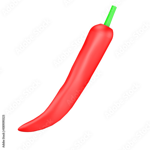 Red chili pepper isolated on transparent background.