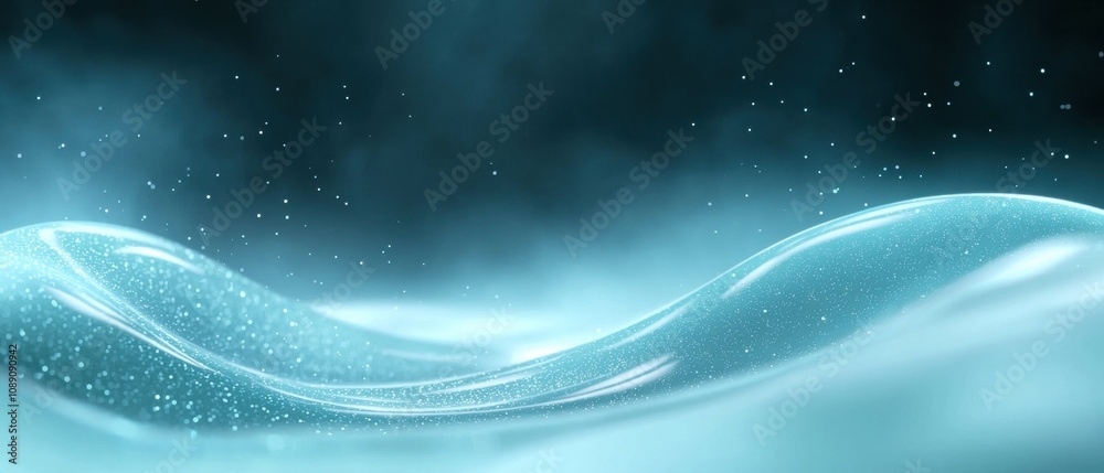 A blue ocean with white clouds and snowflakes A blue ocean with white clouds and snowflakes