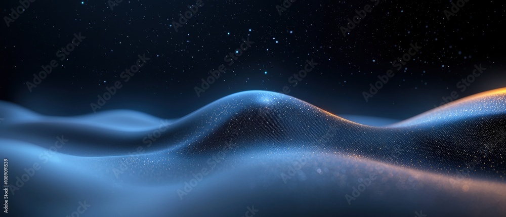 A blurry image of a snowy mountain with a blue sky in the background