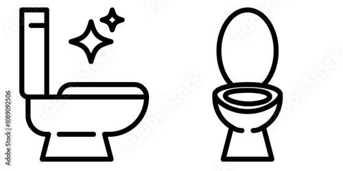 Toilet line icon set. Bowl sanitary ware bathroom pictogram. Vector Toilet sign collection