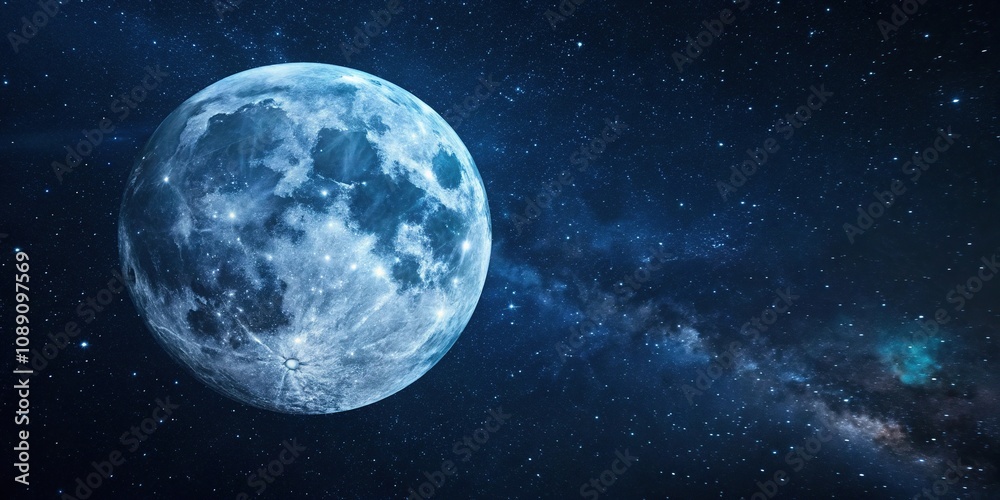 Fototapeta premium Ethereal celestial body suspended in dark blue cosmos, void, emptiness, nebula