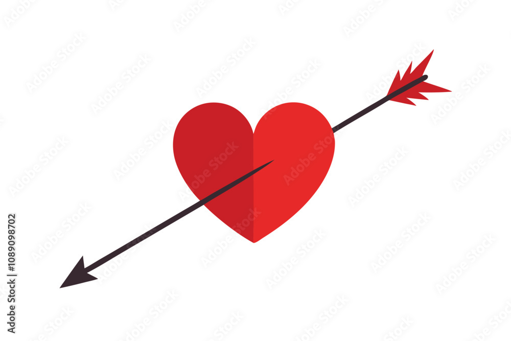 Red Heart Pierced by Cupids Arrow Love, Romance, Valentines Day Red Heart Pierced by Cupids Arrow Love, Romance, Valentines Day