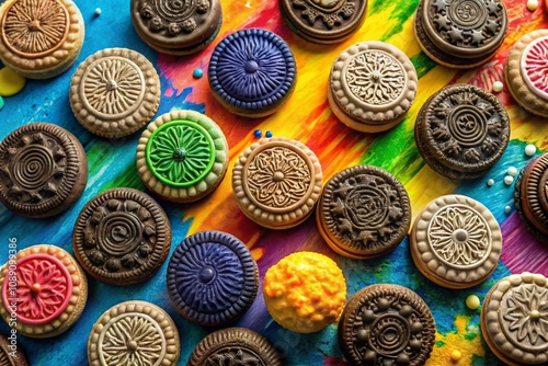 Aerial View of Delicious Oreo Cookie Set with Various Flavors and Textures Perfect for Dessert Lovers and Baking Inspiration
