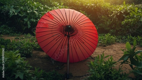 Chinese Umbrella in the Forest