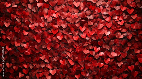 Red Hearts Pattern: Romantic Background for Valentines Day