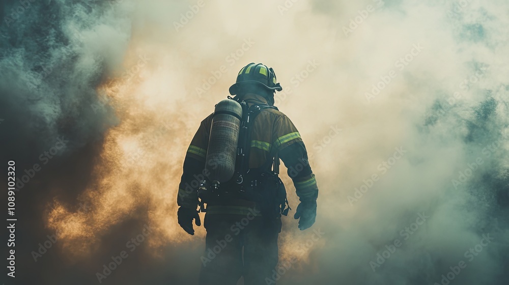 Firefighter in Smoke - Courage and Duty