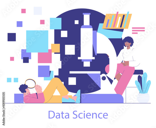 Data Science. Flat Vector Illustration