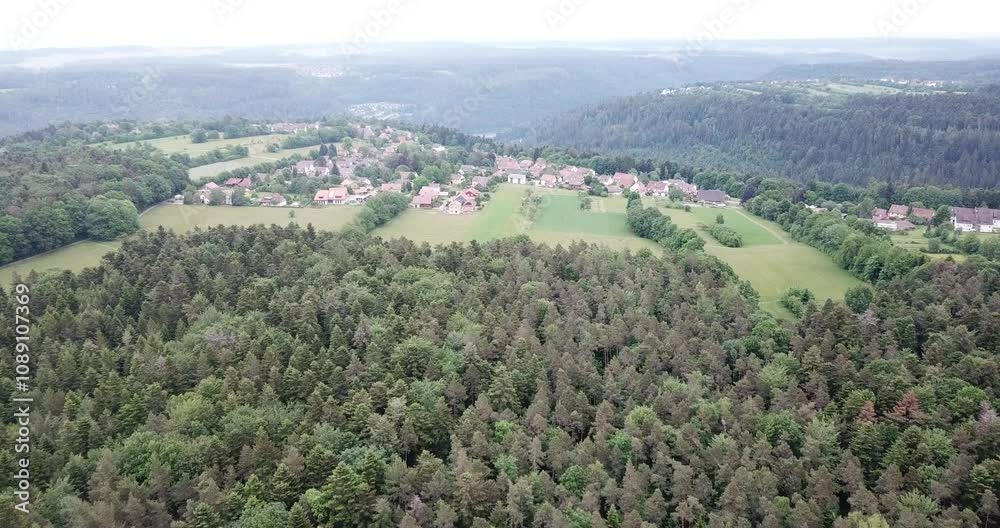 Aerial view, drone flight over Black Forest on summer day, Germany Aerial view, drone flight over Black Forest on summer day, Germany