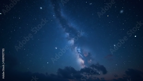 Milky Way galaxy with star-filled sky and cloud texture