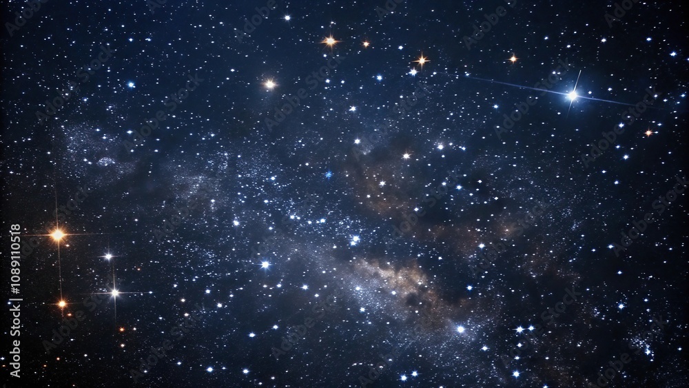 Naklejka premium Deep space background with numerous sparkling stars on a dark canvas, cosmic, stellar, void