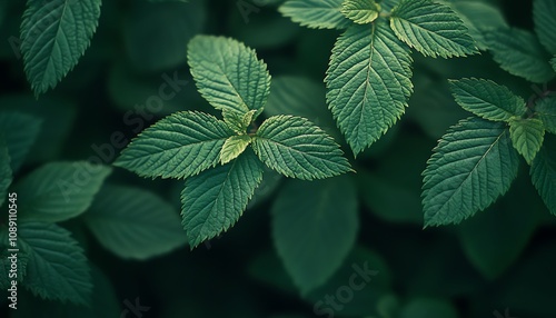 Green leaves closeup with blurred background, representing nature and ecofriendly living, fresh and vibrant foliage, natural beauty, sustainable practices