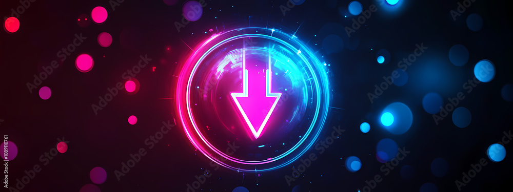 Neon Download Icon Neon Download Icon