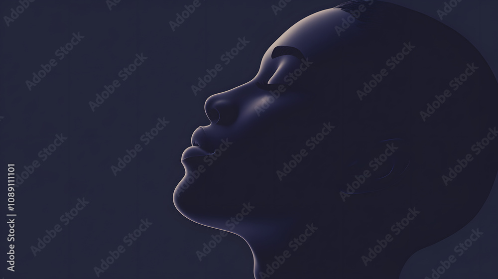 Serene Silhouette A Woman's Profile in Shadow. Serene Silhouette A Woman's Profile in Shadow.