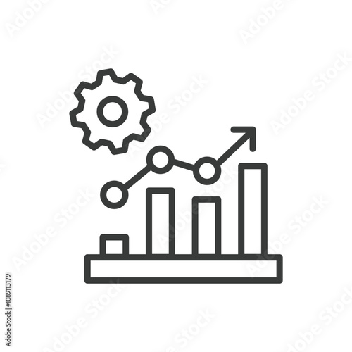 Growth settings, icon in line design. Growth, settings, progress, development, configuration, improvement, adjustment on white background vector. Growth settings editable stroke icon