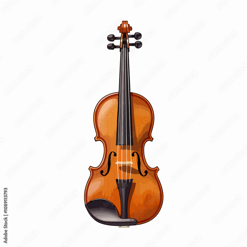 Elegant Violin Vector Illustration on White Background Elegant Violin Vector Illustration on White Background