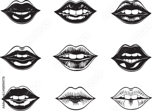 Set of lips of mouth icon